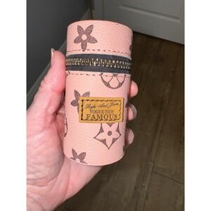 Vogue New Famous Pink Monogram Cylindrical Zippered lipstick Case Keychain‎